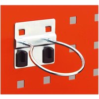 Red Sealey PerfoWall panel tool holder with metal ring and square perforations for wall mounting.