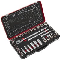 Sealey 40-piece socket set in black case with metric and imperial sockets, ratchet, and extensions.