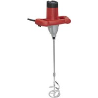 Red and silver Sealey electric paddle mixer drill with a long mixing paddle and ergonomic handle.
