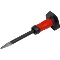 Sealey point chisel with red hand guard grip and black square guard plate.