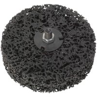 Black Sealey polycarbide wheel with textured abrasive surface and central metal attachment for SA695 Smart Eraser.