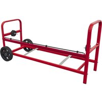 Red Sealey Polymask and Masking Paper Dispenser with black wheels, designed for 900mm rolls, sturdy metal frame.
