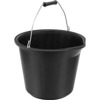 Black Sealey polypropylene bucket with metal handle and pouring spout.