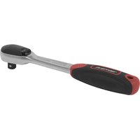 Sealey Premier 1/4" Drive Dust Free Ratchet with a silver metallic body and black and red ergonomic handle.