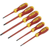 Sealey Premier 6 Piece VDE Insulated Screwdriver Set with red and yellow ergonomic handles and insulated shafts.