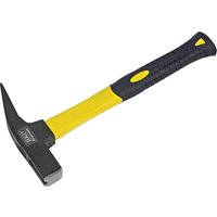 Sealey Premier roofers hammer with yellow fibreglass handle, black rubber grip, and pointed tip opposite the flat head.