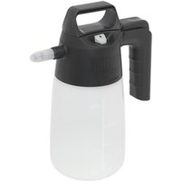 Sealey Premier Industrial Detergent Pressure Sprayer with black handle, white translucent body, and adjustable nozzle.