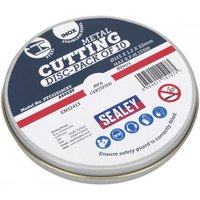 Sealey PTC11510CET Cutting Disc pack with white label, red and blue accents, Ø115 x 1.2mm, Ø22mm bore, pack of 10.