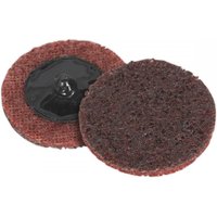 Brown Sealey quick-change preparation pads, 50mm diameter, medium grit, pack of 10, with black plastic backing.