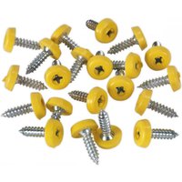 Yellow plastic enclosed head screws, 4.8x18mm, pack of 50, for numberplates, by Sealey.