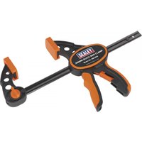 Black and orange Sealey QBC300 quick bar clamp with ergonomic handle and 300mm jaw capacity.