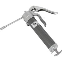 Sealey Quick Release 3 Way Fill Pistol Type Grease Gun with silver nozzle and black textured handle.