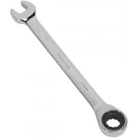 Silver Sealey 11mm ratchet combination spanner with open end and ring ratchet on opposite ends.