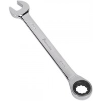 Silver Sealey ratchet combination spanner 18mm with open-end and ratcheting box-end wrench.