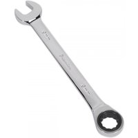 Sealey RCW19 Ratchet Combination Spanner 19mm, silver chrome finish, open-end and ratchet ring on opposite sides.