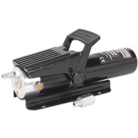 Black Sealey air hydraulic pump with handle, cylindrical body, and metal fittings, rated for 10 tonnes.