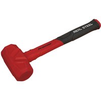 Red Sealey Real Steel Dead Blow Hammer with black grip and solid rubber head.