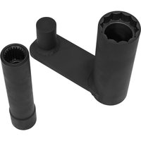 Black Sealey pinion flange tool for Land Rover Freelander II, featuring two cylindrical components with textured grips.