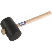 Black rubber mallet with wooden handle, Sealey logo on the handle, 2.5Lb weight.
