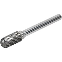 Sealey rotary burr with cylindrical ball nose, silver metal finish, textured cutting surface, and smooth shank.