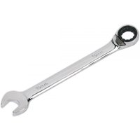 Silver Sealey reversible ratchet combination spanner, 19mm, with open-end and ratchet ring on opposite ends.