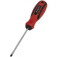 Red and black Sealey slotted screwdriver with a 3 x 75mm blade and ergonomic handle.