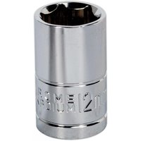 Silver Sealey Walldrive socket, 12mm size, 3/8in square drive, with engraved measurements on the side.