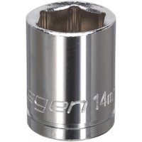 Sealey S0581 Walldrive socket, 14mm, 3/8inSq drive, shiny chrome finish with engraved size marking.