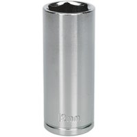 Sealey Walldrive socket, 19mm deep, 3/8in square drive, shiny silver finish with engraved size marking.