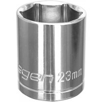 Silver Sealey Walldrive socket, 23mm size, 1/2in square drive, with engraved branding on the side.