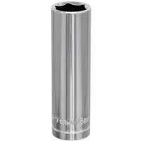 Silver Sealey Walldrive socket, 16mm deep, 1/2in square drive, with a smooth cylindrical design and engraved size markings.
