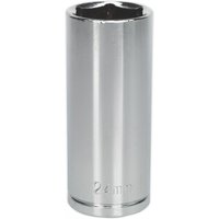 Silver Sealey Walldrive socket, 24mm deep, 1/2in square drive, cylindrical with engraved size marking.