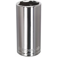 Silver Sealey Walldrive® deep socket, 27mm, 1/2in square drive, with polished finish and engraved branding.