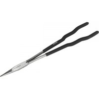 Sealey S0925 extra-long needle nose pliers, 400mm, straight, with black rubber grips and silver metal finish.