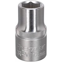 Sealey S1212 Walldrive socket, 12mm, 1/2in square drive, chrome finish with ribbed grip and engraved branding.