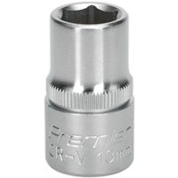 Sealey S1213 Walldrive socket, 13mm, 1/2in square drive, silver chrome finish with engraved markings.