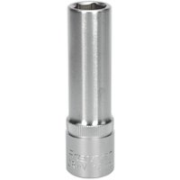Silver Sealey deep socket with 13mm Walldrive® and 1/2in square drive, featuring a smooth cylindrical design.