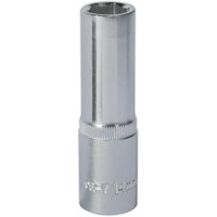 Sealey S1214D Walldrive socket, 14mm deep, 1/2in square drive, chrome finish, knurled grip section.