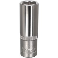 Sealey S1218D Walldrive® socket, 18mm deep, 1/2in square drive, chrome finish with engraved branding.