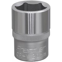 Silver Sealey Walldrive® socket, 20mm size, 1/2in square drive, with ribbed grip and engraved text.
