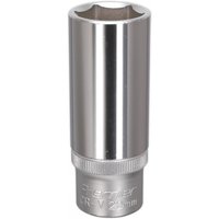 Sealey S1222D Walldrive® deep socket, 22mm, silver chrome finish, 1/2in square drive, cylindrical shape.