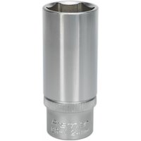 Silver Sealey Walldrive® deep socket, 24mm, 1/2in square drive, with a smooth cylindrical body and engraved details.