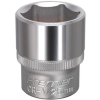 Silver Sealey Walldrive socket, 25mm, 1/2in square drive, with engraved text and knurled grip.