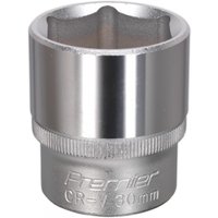 Silver Sealey Walldrive socket, 30mm size, 1/2in square drive, with engraved branding and smooth, polished finish.