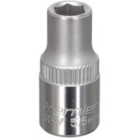 Sealey S14055 Walldrive® socket, silver, 5.5mm, 1/4in square drive, with ribbed grip and engraved size marking.