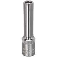 Sealey S14055D Walldrive® Socket, 5.5mm deep, 1/4in square drive, chrome finish, cylindrical with engraved details.
