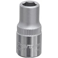 Sealey S1406 Walldrive® Socket, 6mm, 1/4inSq drive, silver chrome finish with knurled grip and engraved branding.