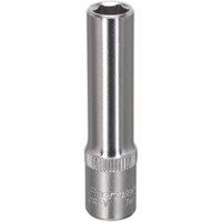 Silver Sealey Walldrive® deep socket, 7mm, 1/4in square drive, cylindrical shape with engraved text.