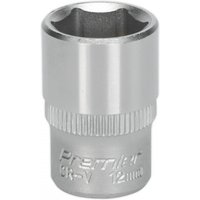 Sealey S1412 Walldrive® Socket, 12mm, 1/4inSq drive, silver chrome finish with knurled grip and engraved branding.