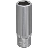Silver Sealey Walldrive socket, 12mm deep, 1/4in square drive, with smooth cylindrical body and knurled grip.